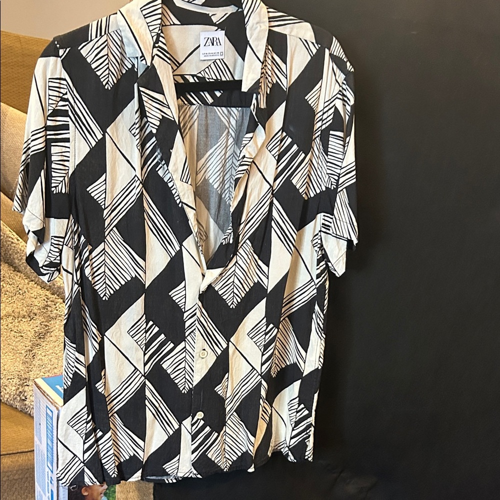 Zara Monochrome Geometric Men's Shirt